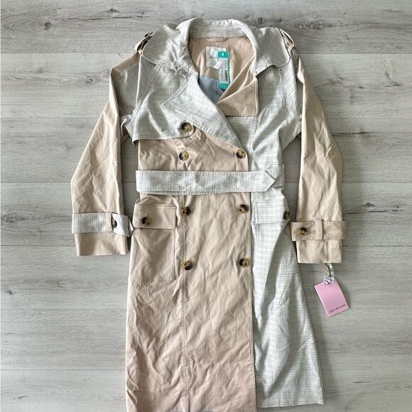 Aves Les Filles Combo Classic Trench Coat Beige S STITCH‎ FIX NWT - Picture 4 of 6